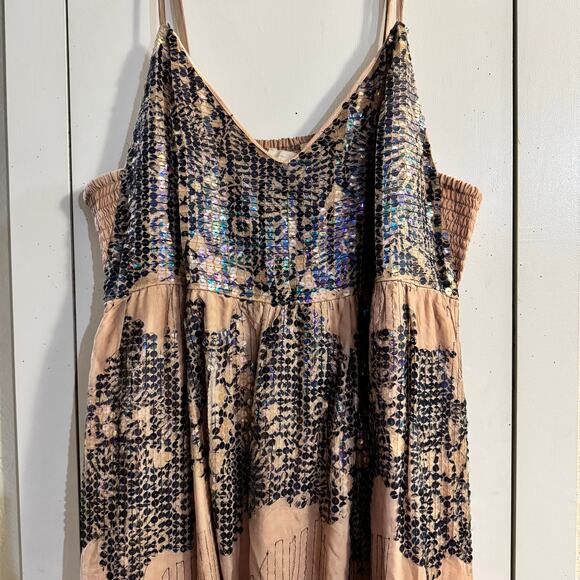 Anthropologie Let Me Be Deep-V Sequined Maxi Dress Size Medium Glam Coquette - Picture 6 of 11